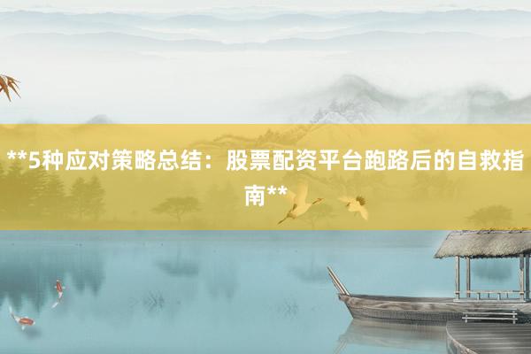 **5种应对策略总结：股票配资平台跑路后的自救指南**