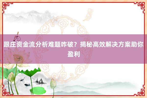 跟庄资金流分析难题咋破？揭秘高效解决方案助你盈利