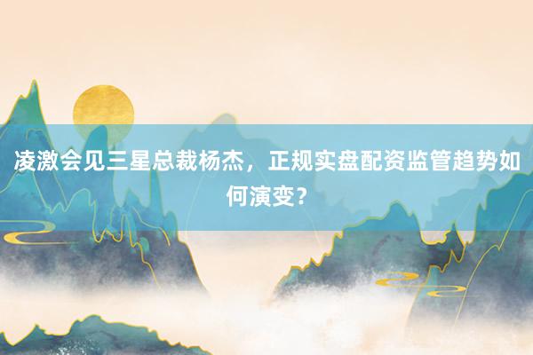 凌激会见三星总裁杨杰，正规实盘配资监管趋势如何演变？