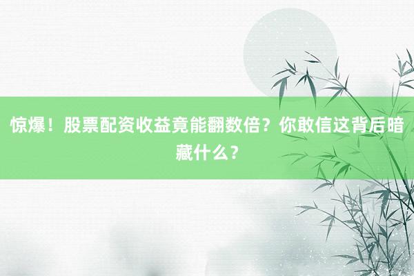 惊爆！股票配资收益竟能翻数倍？你敢信这背后暗藏什么？