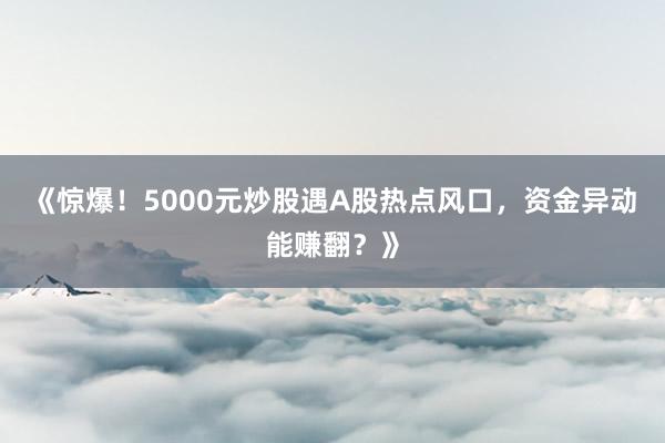 《惊爆!5000元炒股遇A股热点风口,资金异动能赚翻?》