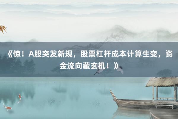 《惊！A股突发新规，股票杠杆成本计算生变，资金流向藏玄机！》