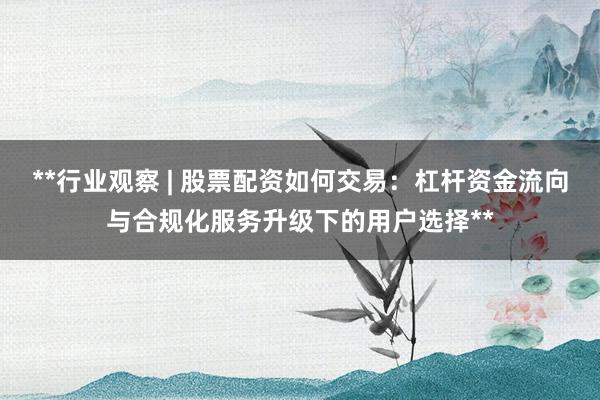 **行业观察 | 股票配资如何交易:杠杆资金流向与合规化服务升级下的用户选择**