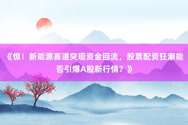 《惊！新能源赛道突现资金回流，股票配资狂潮能否引爆A股新行情？》